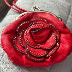 Red Floral Clutch Bag
